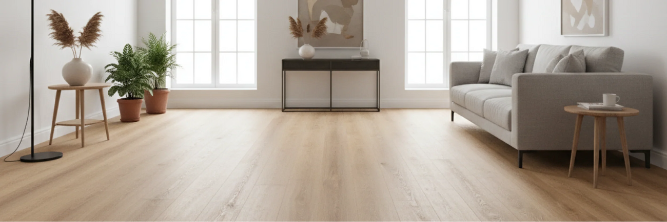 Vinylboden in authentischer Holzoptik im Wohnraum – robust, pflegeleicht und ideal für stark genutzte Bereiche