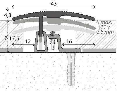 Zubehör | Prinz PS 400 Übergangsprofil 49x900mm silber | Prinz