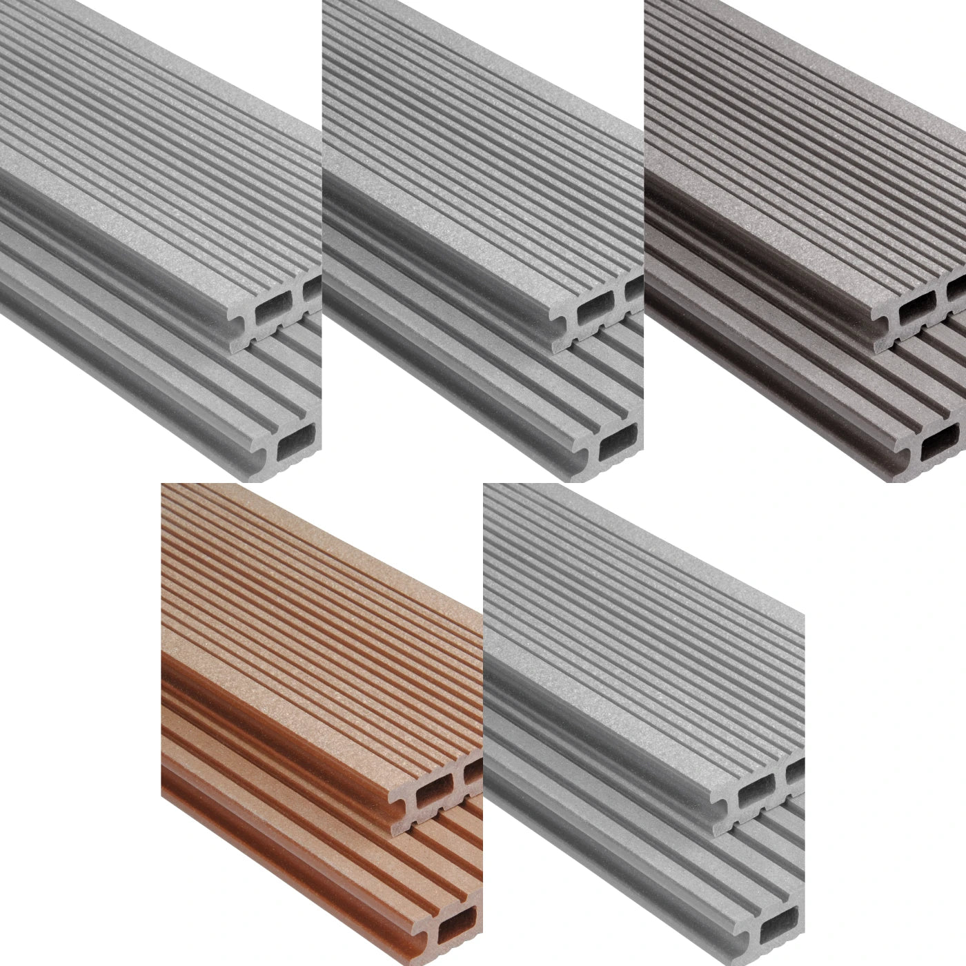 WPC Terrassendiele Hohlkammer Exklusiv Gebürstet Farbvarianten Überblick
